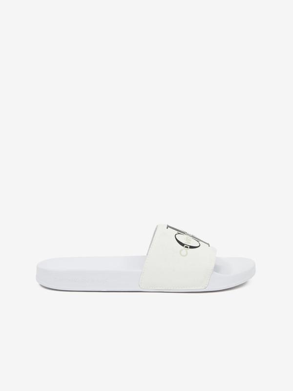 Calvin Klein Jeans Slide Monogram Pantofle Bílá