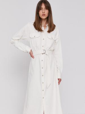 Džínové šaty Polo Ralph Lauren bílá barva, maxi, jednoduché