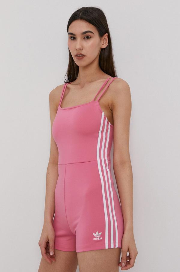 Overal adidas Originals H37785 růžová barva, cold shoulder