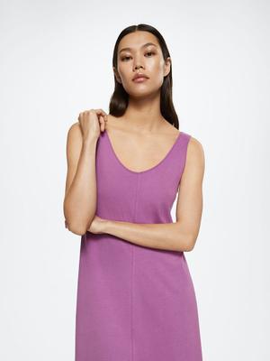 Bavlněné šaty Mango Ribet fialová barva, maxi