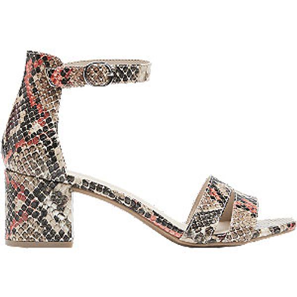 Béžové sandály na podpatku s hadím vzorem Graceland
