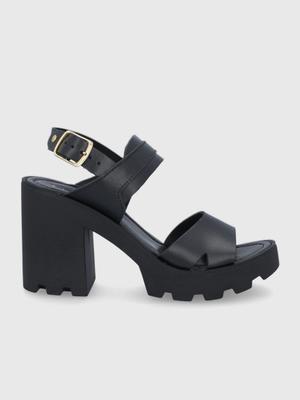 Kožené sandály Sisley černá barva