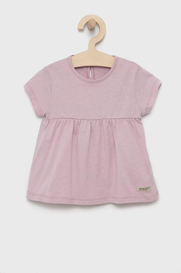 Dětské bavlněné šaty United Colors of Benetton růžová barva, mini, áčková