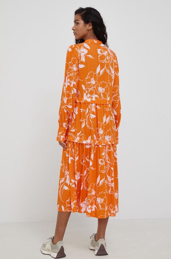 Šaty Y.A.S oranžová barva, midi, áčková