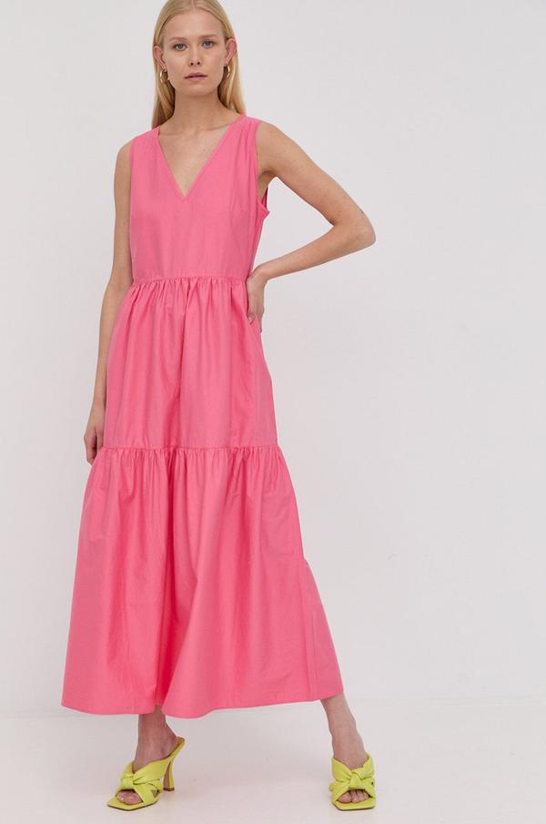 Šaty BOSS růžová barva, maxi, oversize
