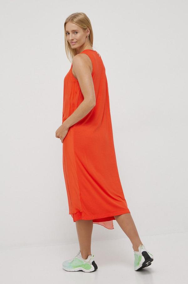 Šaty Deha oranžová barva, midi, jednoduchý