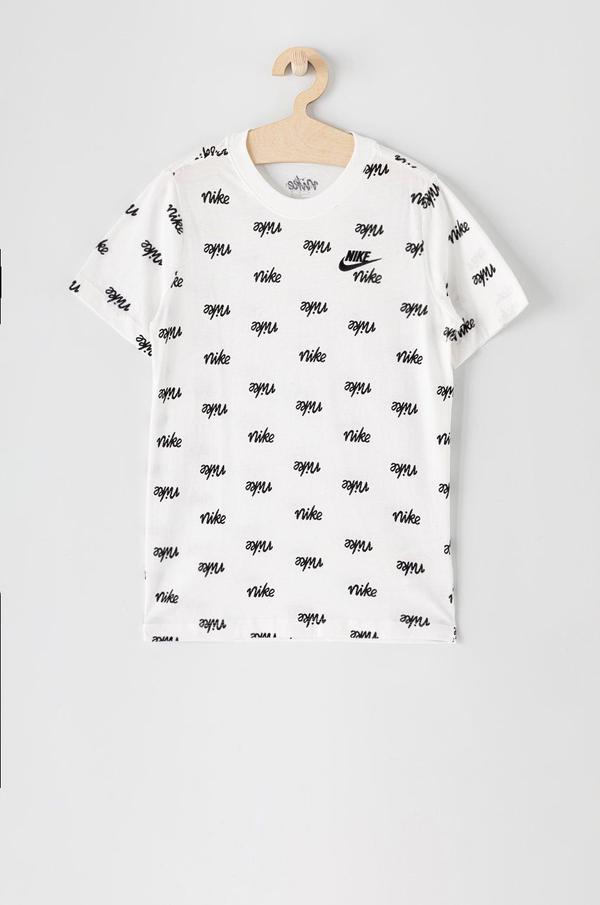 Dětské tričko Nike Kids bílá barva, vzorované