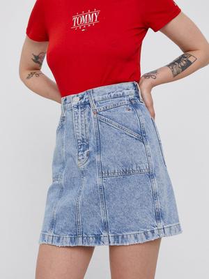 Bavlněná džínová sukně Tommy Jeans mini, jednoduchá