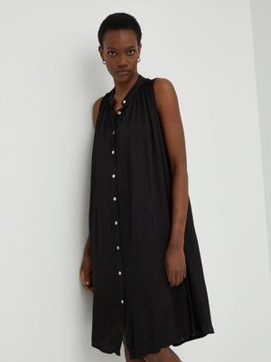 Šaty s hedvábím Answear Lab Silk Blendhand Wash černá barva, mini, oversize