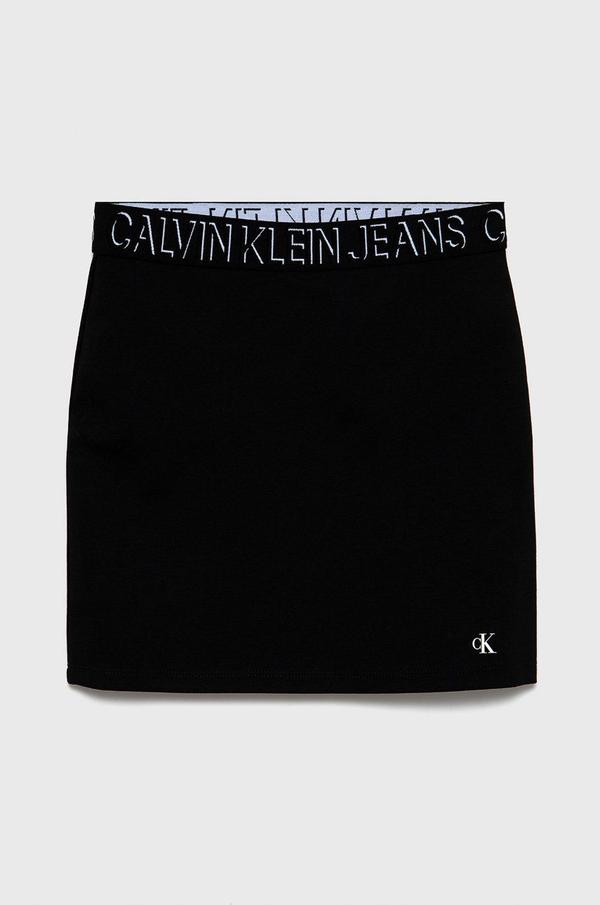 Dětská sukně Calvin Klein Jeans černá barva, mini, jednoduchá