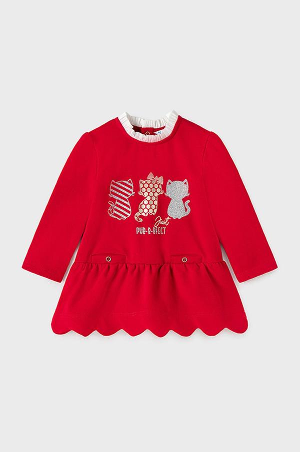 Dívčí šaty Mayoral červená barva, mini, áčkové