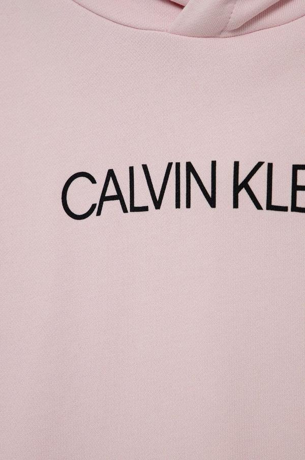 Dívčí šaty Calvin Klein Jeans růžová barva, midi, jednoduchý