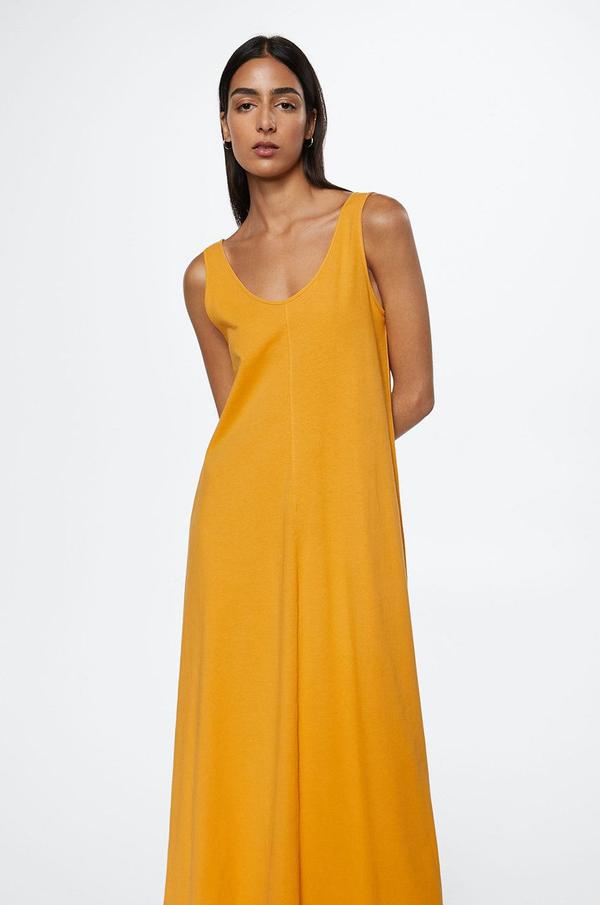 Bavlněné šaty Mango Ribet oranžová barva, maxi