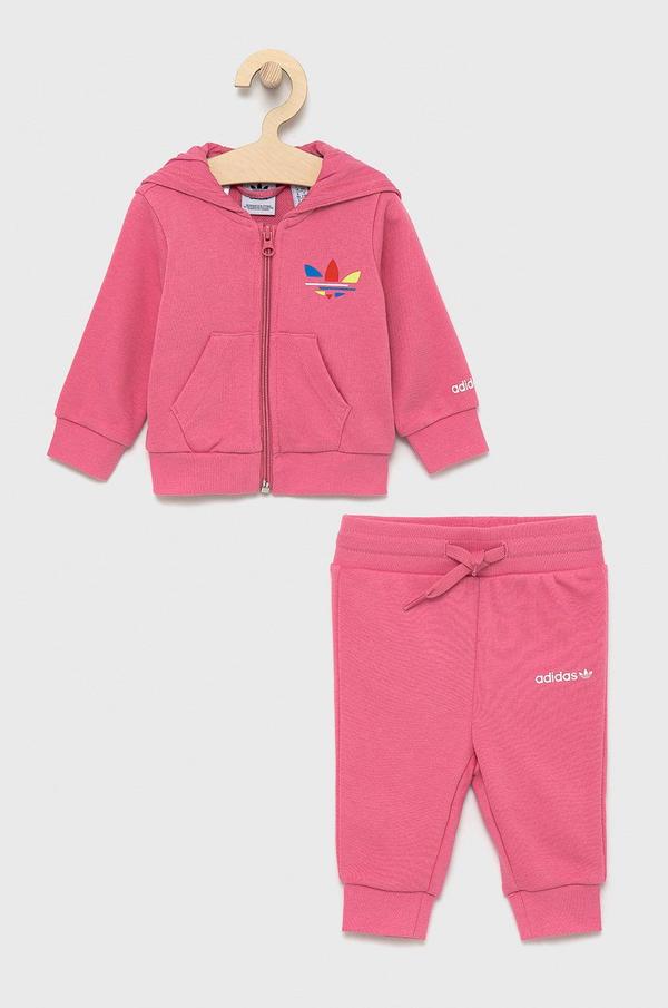 Dětská tepláková souprava adidas Originals H25230 růžová barva
