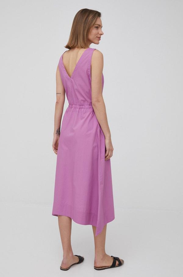 Bavlněné šaty GAP fialová barva, midi, áčková