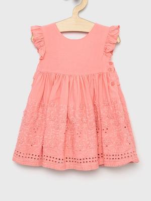 Dětské bavlněné šaty Mayoral růžová barva, mini, áčková