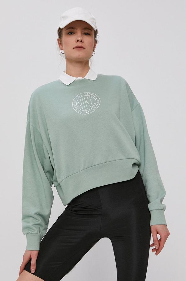 Mikina Nike Sportswear dámská, zelená barva, s aplikací