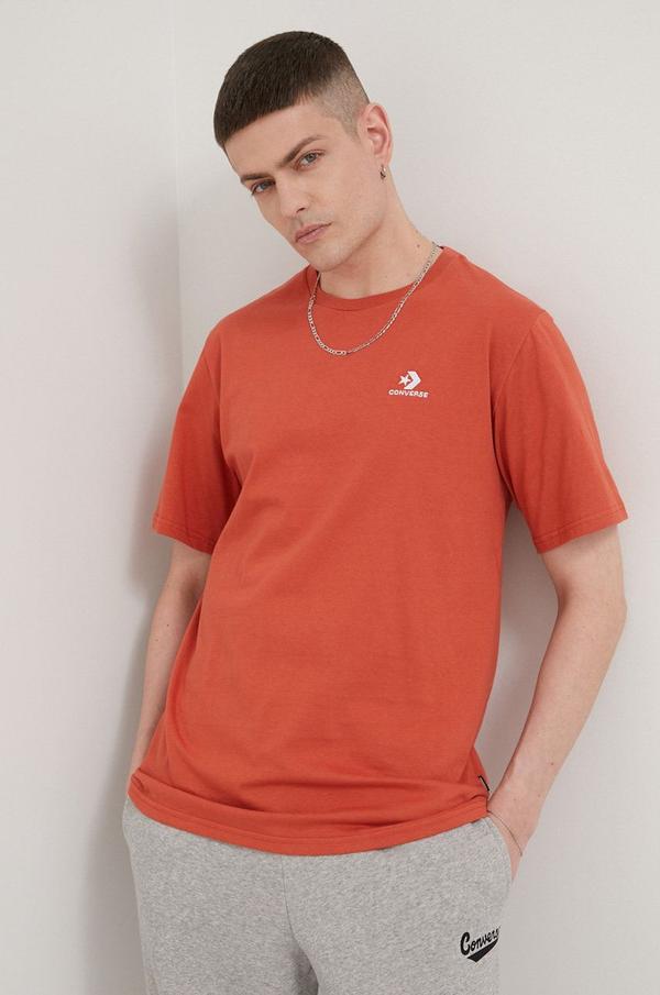 Bavlněné tričko Converse oranžová barva, hladký