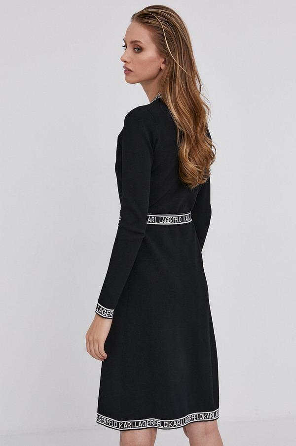 Šaty Karl Lagerfeld černá barva, midi, jednoduché