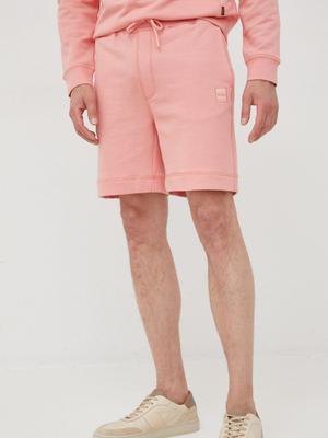 Bavlněné šortky BOSS Boss Casual pánské, růžová barva