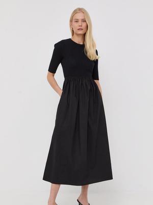 Šaty Gestuz černá barva, midi, áčková