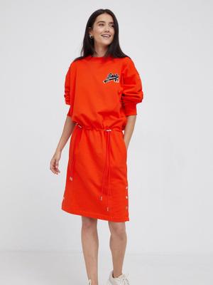 Šaty Boss oranžová barva, mini, jednoduché