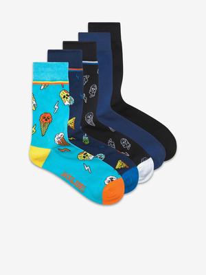 Jack & Jones Flash Ponožky 5 párů Modrá