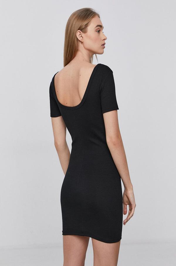 Bavlněné šaty Tally Weijl černá barva, mini, přiléhavé