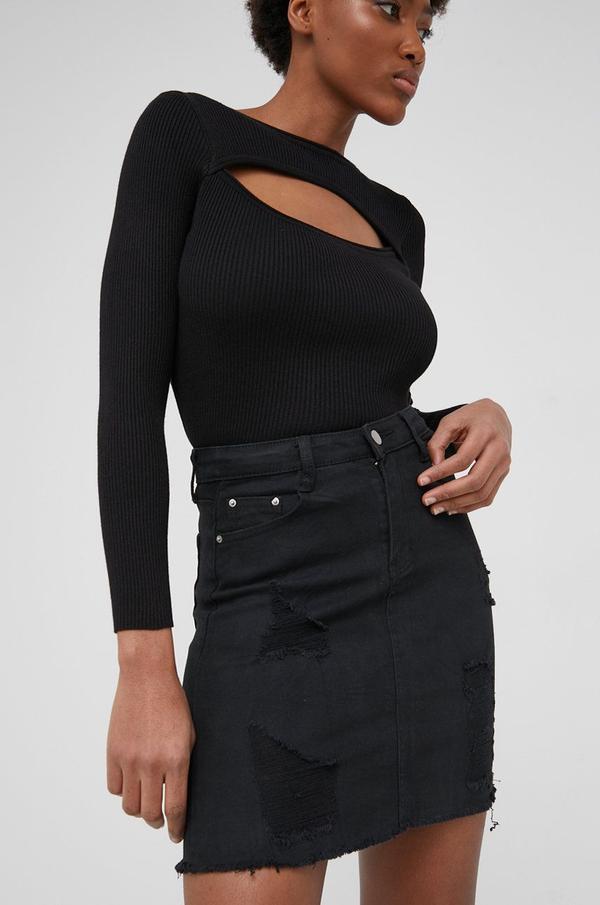Džínová sukně Answear Lab černá barva, mini, jednoduchý