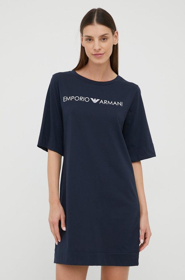 Bavlněné šaty Emporio Armani Underwear tmavomodrá barva, mini, oversize