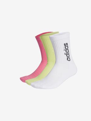 adidas Performance Half-Cushioned Vertical Crew Ponožky 3 páry Růžová Žlutá Bílá