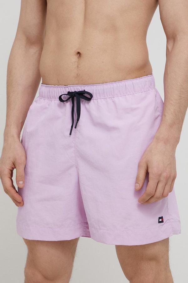 Plavkové šortky Tommy Hilfiger fialová barva