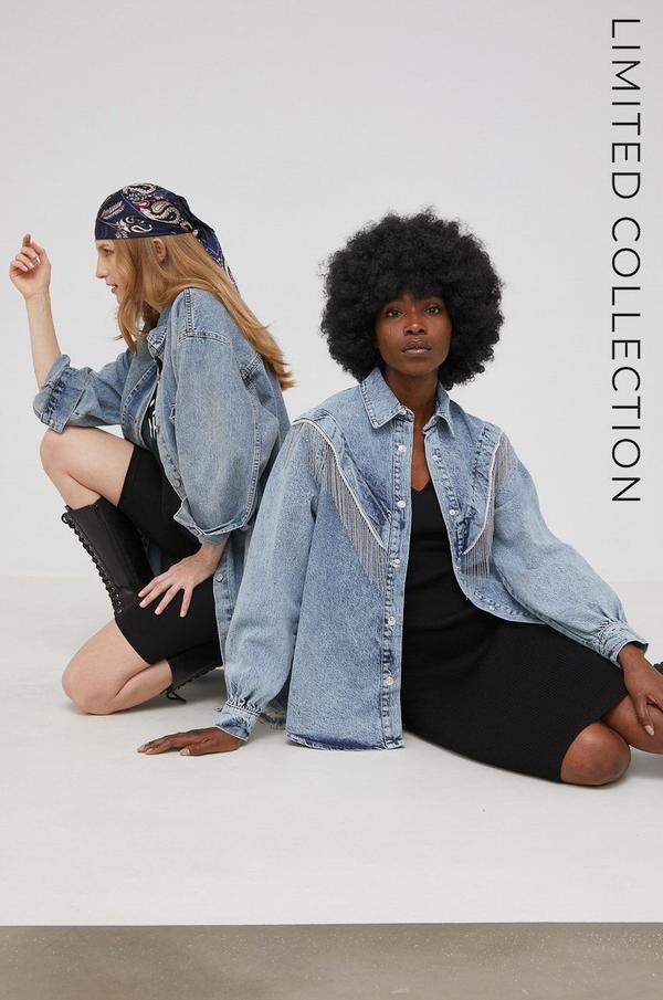 Džínová bunda Answear Lab x limitovaná festivalová kolekce BE BRAVE dámská, přechodná