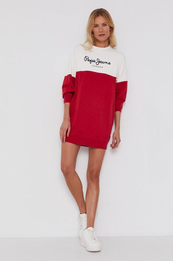 Šaty Pepe Jeans Blanche červená barva, mini, oversize