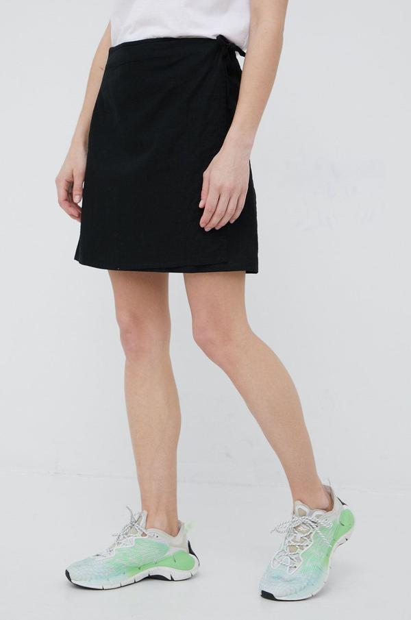 Lněná sukně Outhorn černá barva, mini