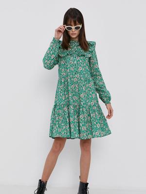 Bavlněné šaty Vero Moda zelená barva, mini, áčkové
