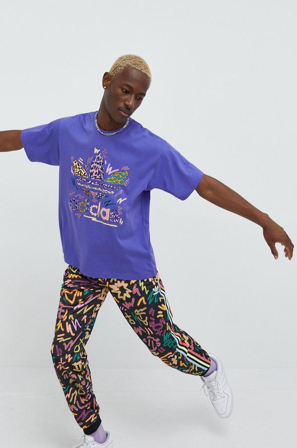 Bavlněné tričko adidas Originals Pride HC3077 fialová barva, s potiskem
