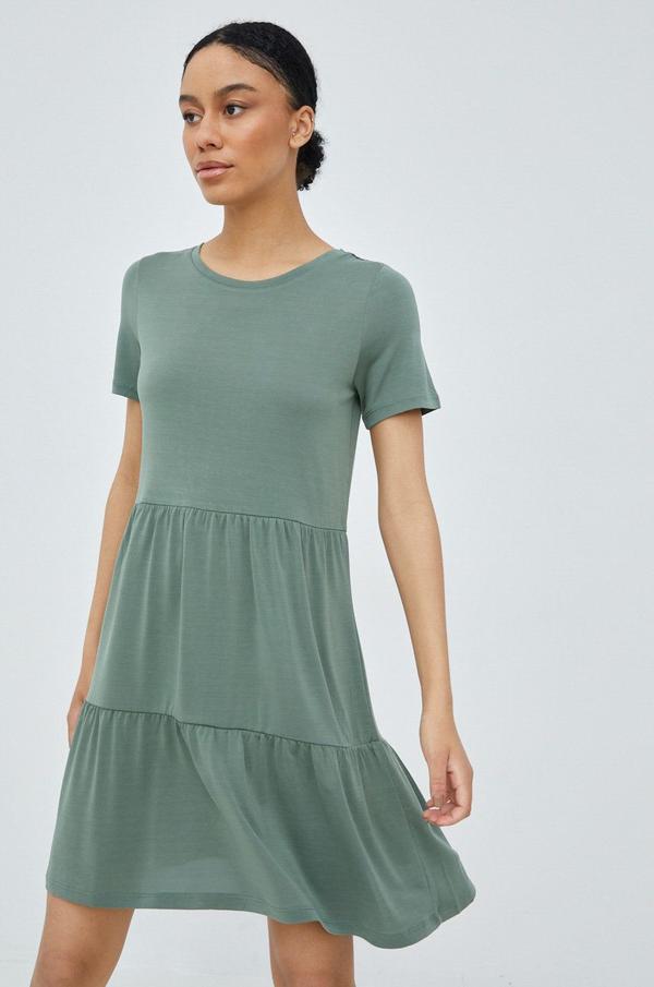 Šaty Vero Moda zelená barva, mini