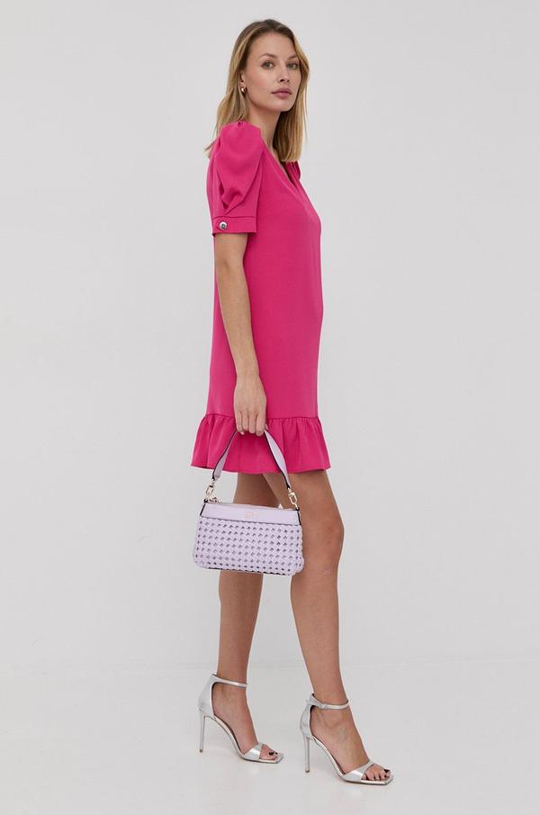 Šaty Silvian Heach růžová barva, midi, jednoduchý