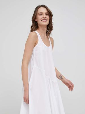 Bavlněné šaty Armani Exchange bílá barva, mini, áčková