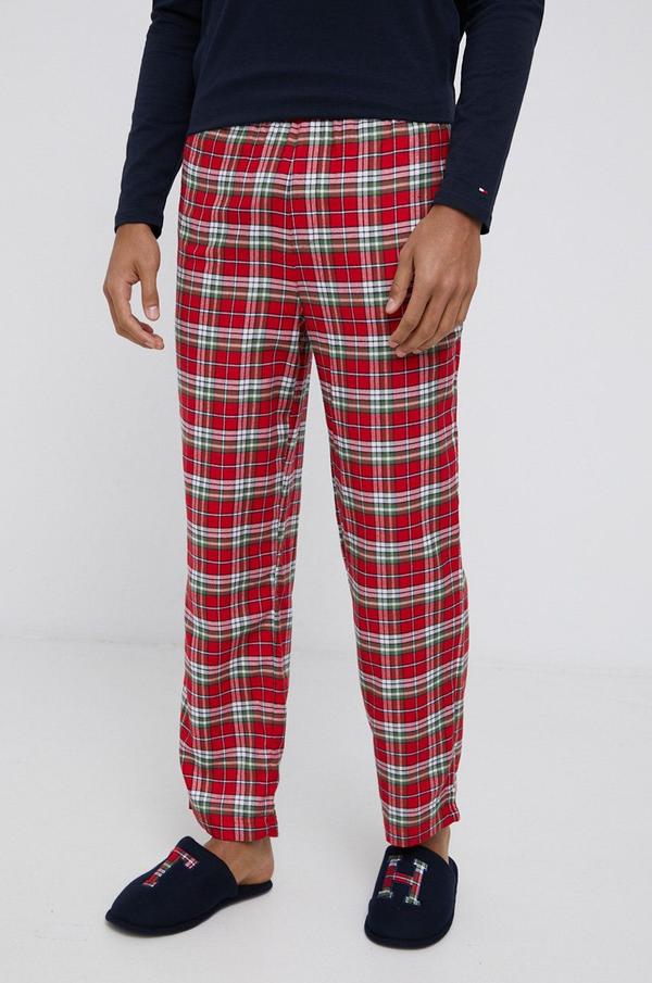 Pyžamo a pantofle Tommy Hilfiger tmavomodrá barva, vzorovaná