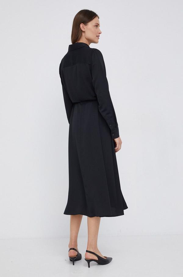 Šaty Calvin Klein černá barva, midi, áčkové