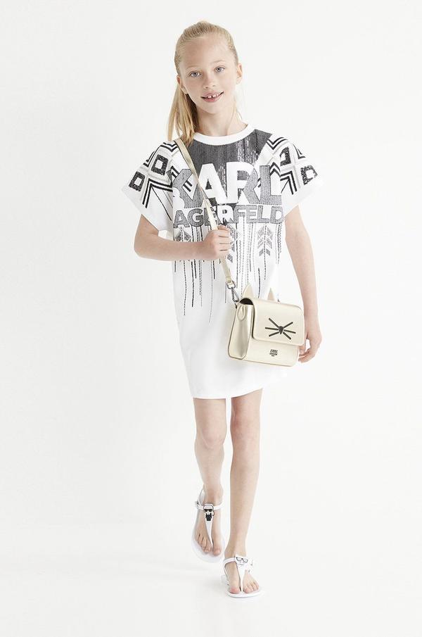Dívčí šaty Karl Lagerfeld bílá barva, mini, jednoduchý
