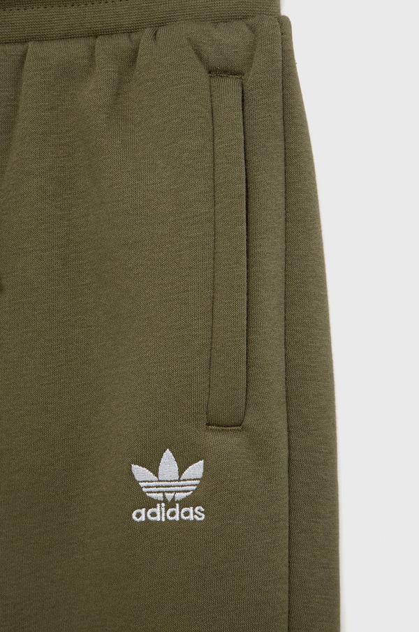 Dětské kalhoty adidas Originals HF2306 zelená barva, s aplikací