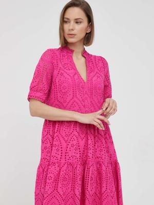 Bavlněné šaty Y.A.S růžová barva, mini