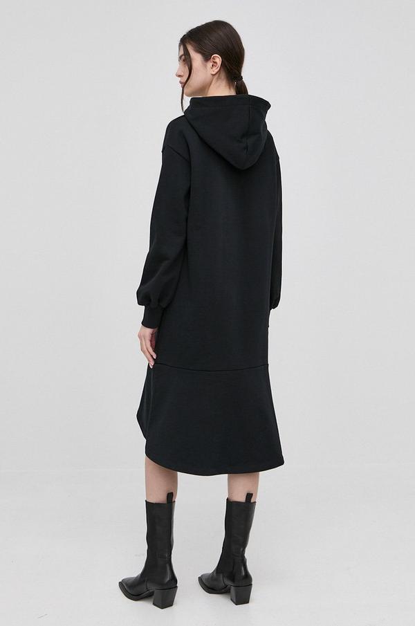 Bavlněné šaty Karl Lagerfeld černá barva, mini, áčková