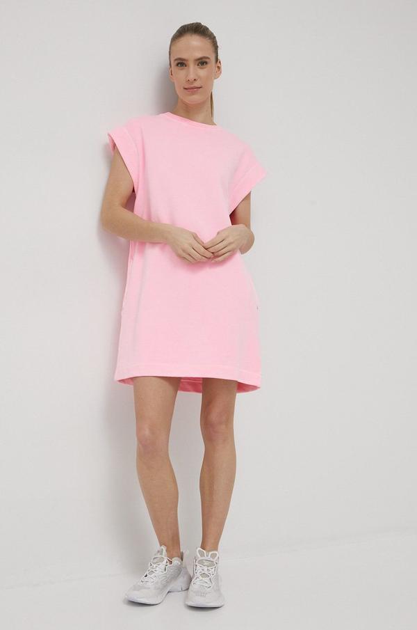 Bavlněné šaty Deha růžová barva, mini, jednoduchý