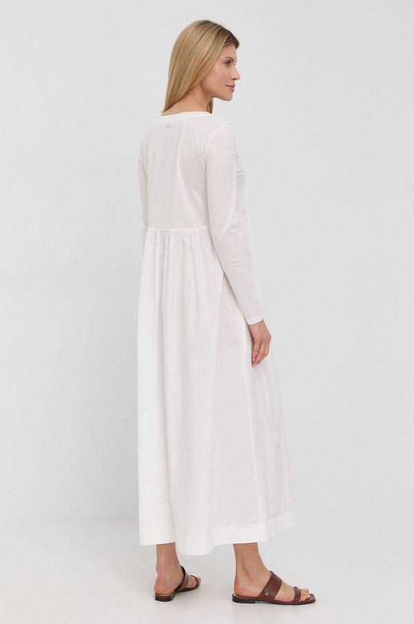 Bavlněné šaty Max Mara Leisure bílá barva, maxi, áčková