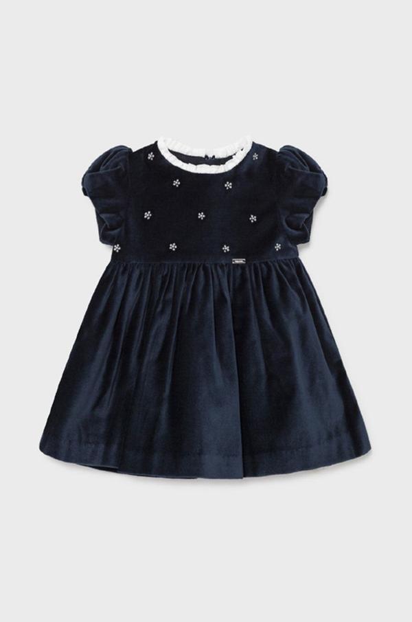 Dívčí šaty Mayoral tmavomodrá barva, mini, áčkové
