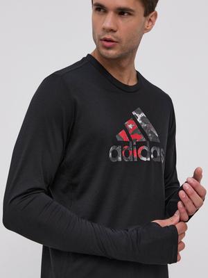 Tričko s dlouhým rukávem adidas Performance pánské, černá barva, s potiskem